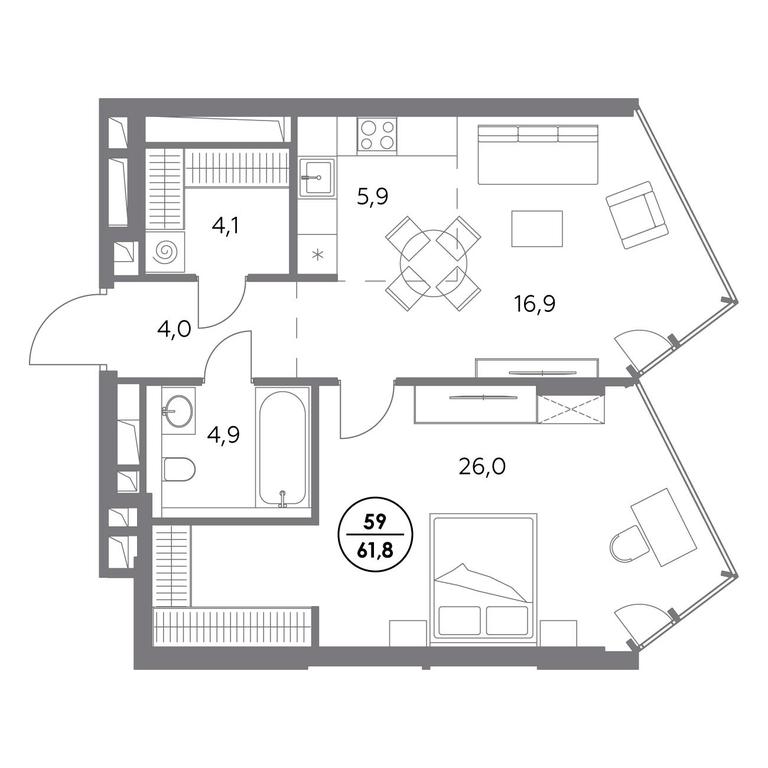 2-BD Apartment Sale, 61.8 sq. m. at Monblan, Shlyuzovaya Embankment, 2/1с1, Moscow, Russia #1 2-BD Apartment Sale, 61.8 sq. m. at Monblan, Shlyuzovaya Embankment, 2/1с1, Moscow, Russia #1