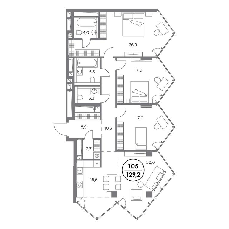 4-BD Apartment Sale, 129.2平方米 at Monblan, Shlyuzovaya Embankment, 2/1с1, Moscow, Russia #1 4-BD Apartment Sale, 129.2平方米 at Monblan, Shlyuzovaya Embankment, 2/1с1, Moscow, Russia #1