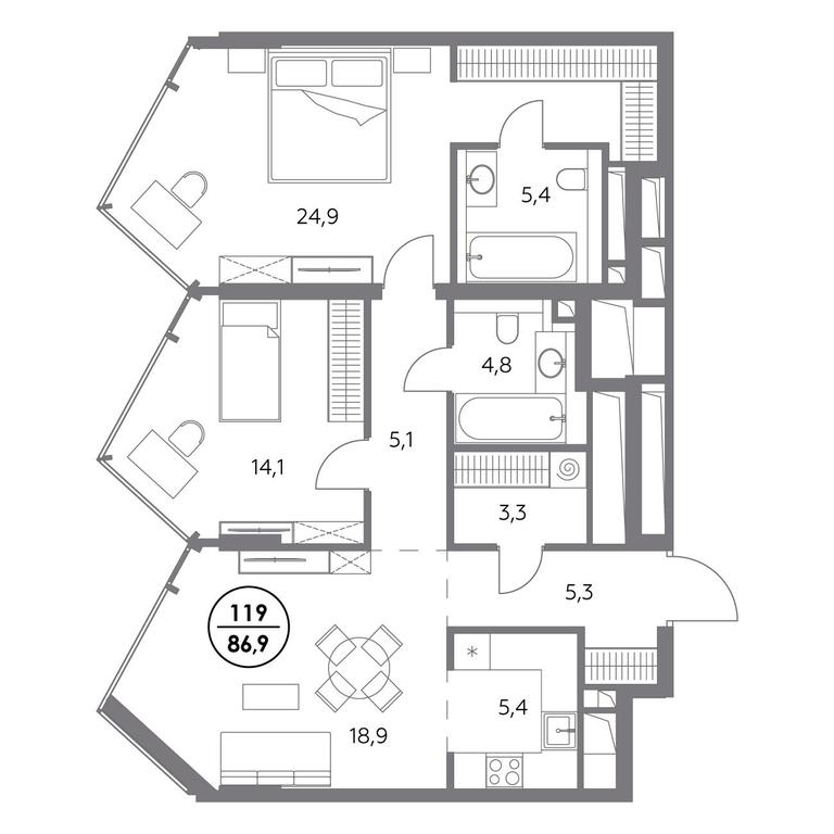 3-BD Apartment Sale, 86.9 sq. m. at Monblan, Shlyuzovaya Embankment, 2/1с1, Moscow, Russia #1 3-BD Apartment Sale, 86.9 sq. m. at Monblan, Shlyuzovaya Embankment, 2/1с1, Moscow, Russia #1