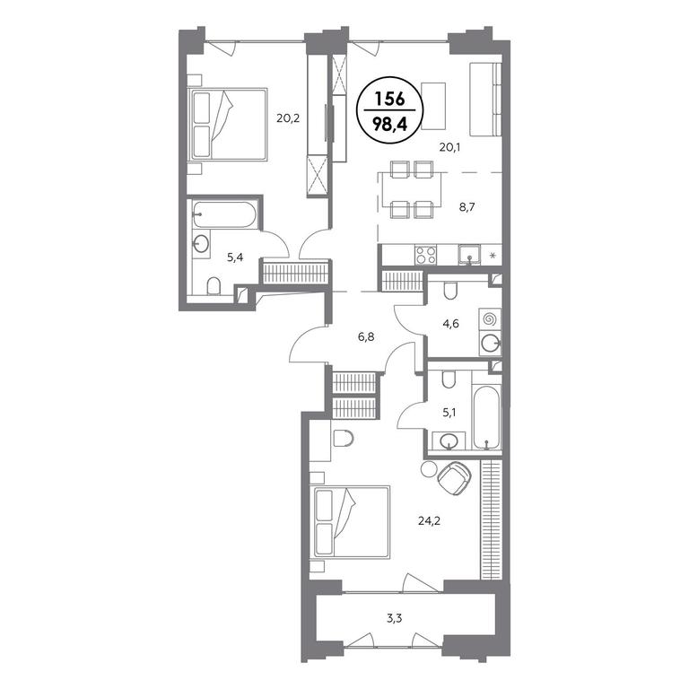 3-BD Apartment Sale, 98.4平方米 at Monblan, Shlyuzovaya Embankment, 2/1с1, Moscow, Russia #1 3-BD Apartment Sale, 98.4平方米 at Monblan, Shlyuzovaya Embankment, 2/1с1, Moscow, Russia #1