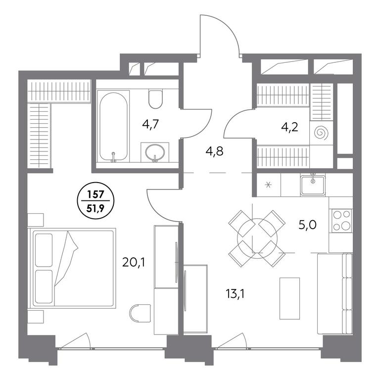 2-BD Apartment Sale, 51.9 sq. m. at Monblan, Shlyuzovaya Embankment, 2/1с1, Moscow, Russia #1 2-BD Apartment Sale, 51.9 sq. m. at Monblan, Shlyuzovaya Embankment, 2/1с1, Moscow, Russia #1