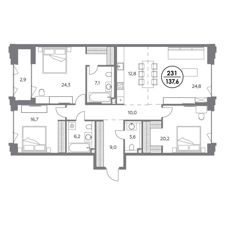 4-BD Apartment Sale, 137.6平方米 at Monblan, Shlyuzovaya Embankment, 2/1с1, Moscow, Russia #1