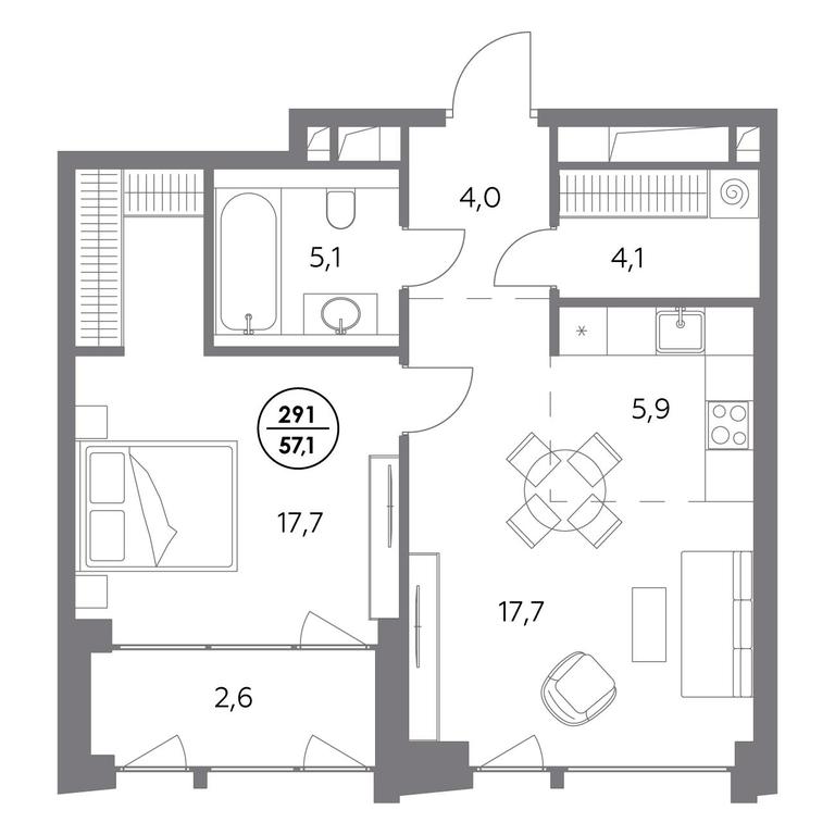 2-BD Apartment Sale, 57.1平方米 at Monblan, Shlyuzovaya Embankment, 2/1с1, Moscow, Russia #1
