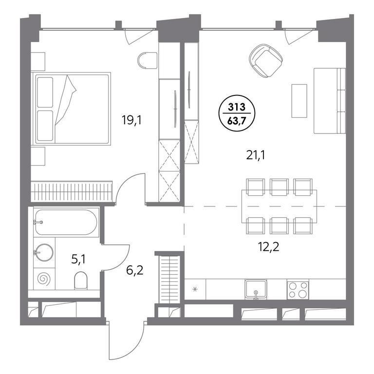 2-BD Apartment Sale, 63.7 sq. m. at Monblan, Shlyuzovaya Embankment, 2/1с1, Moscow, Russia #1 2-BD Apartment Sale, 63.7 sq. m. at Monblan, Shlyuzovaya Embankment, 2/1с1, Moscow, Russia #1