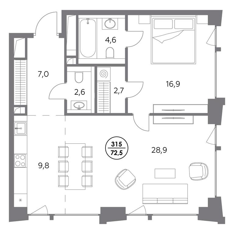 2-BD Apartment Sale, 72.5平方米 at Monblan, Shlyuzovaya Embankment, 2/1с1, Moscow, Russia #1 2-BD Apartment Sale, 72.5平方米 at Monblan, Shlyuzovaya Embankment, 2/1с1, Moscow, Russia #1
