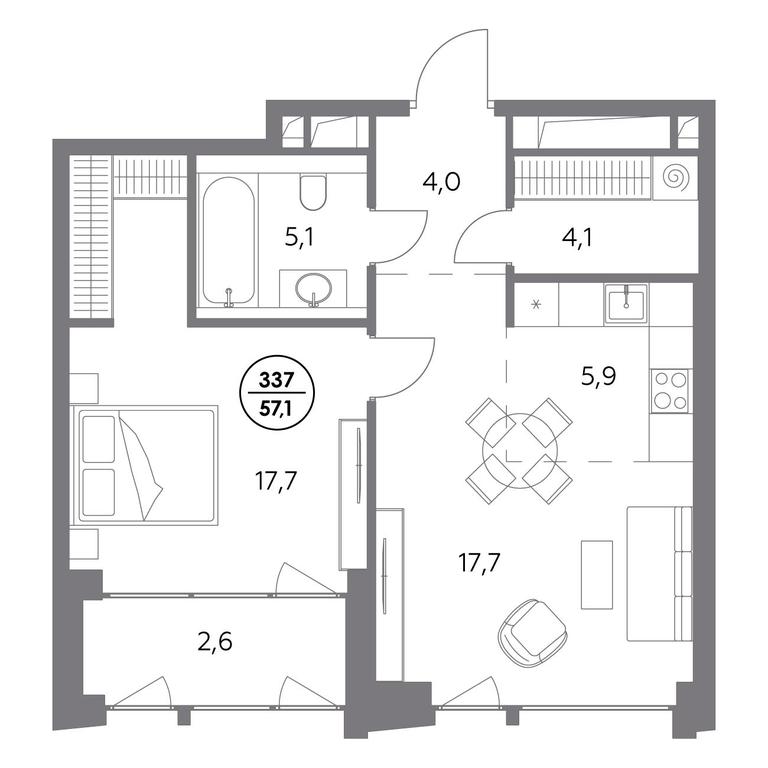 2-BD Apartment Sale, 57.1 sq. m. at Monblan, Shlyuzovaya Embankment, 2/1с1, Moscow, Russia #1 2-BD Apartment Sale, 57.1 sq. m. at Monblan, Shlyuzovaya Embankment, 2/1с1, Moscow, Russia #1