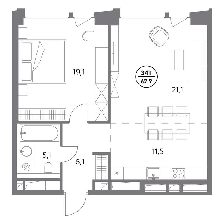 2-BD Apartment Sale, 62.9平方米 at Monblan, Shlyuzovaya Embankment, 2/1с1, Moscow, Russia #1 2-BD Apartment Sale, 62.9平方米 at Monblan, Shlyuzovaya Embankment, 2/1с1, Moscow, Russia #1