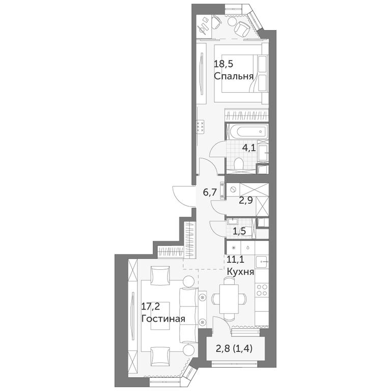 2-BD Apartment Sale, 63.4平方米 at Arkhitektor, Akademika Volgina Street, 2Д, Moscow, Russia #1 2-BD Apartment Sale, 63.4平方米 at Arkhitektor, Akademika Volgina Street, 2Д, Moscow, Russia #1