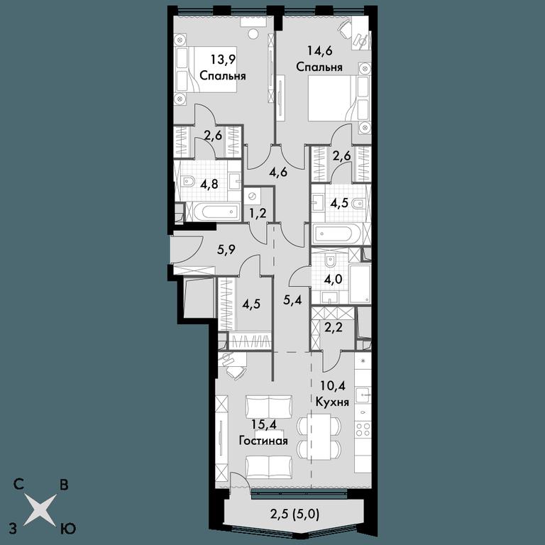 3-BD Apartment Sale, 99.1平方米 at Sydney City, Shenogina Street, 2, Moscow, Russia #1