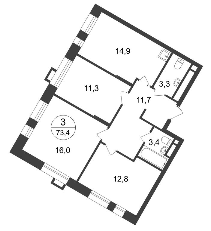 3-BD Apartment Sale, 73.4 sq. m. at Pervyi Moskovskiy, ulitsa Bianki, 1, Moskovskiy, Moscow, Russia #1 3-BD Apartment Sale, 73.4 sq. m. at Pervyi Moskovskiy, ulitsa Bianki, 1, Moskovskiy, Moscow, Russia #1