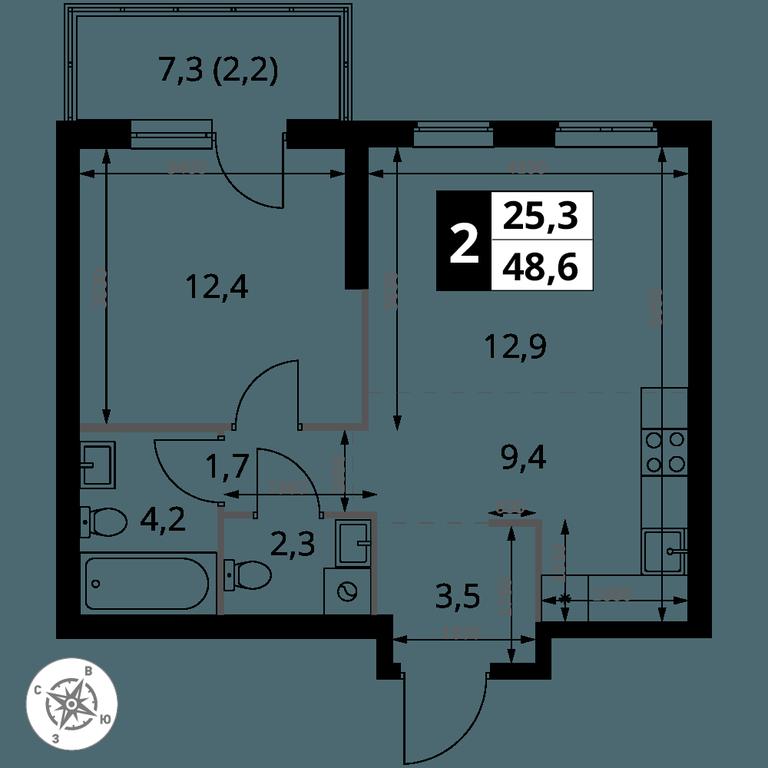 2-BD Apartment Sale, 48.6 sq. m. at 1 Izmajlovskij, Montazhnaya Street, 8с13, Moscow, Russia #2 2-BD Apartment Sale, 48.6 sq. m. at 1 Izmajlovskij, Montazhnaya Street, 8с13, Moscow, Russia #2