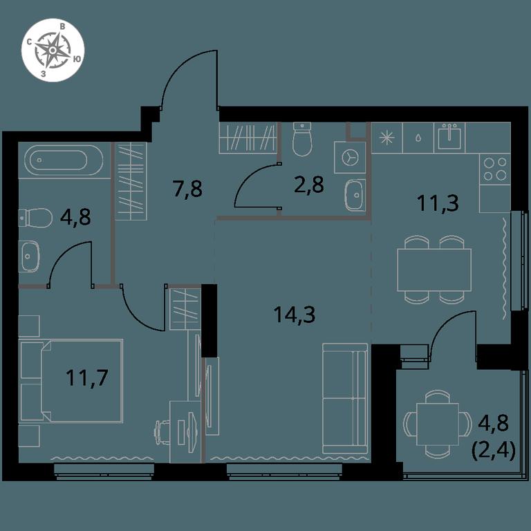 2-BD Apartment Sale, 55.1平方米 at 1 Izmajlovskij, Montazhnaya Street, 8с13, Moscow, Russia #1 2-BD Apartment Sale, 55.1平方米 at 1 Izmajlovskij, Montazhnaya Street, 8с13, Moscow, Russia #1