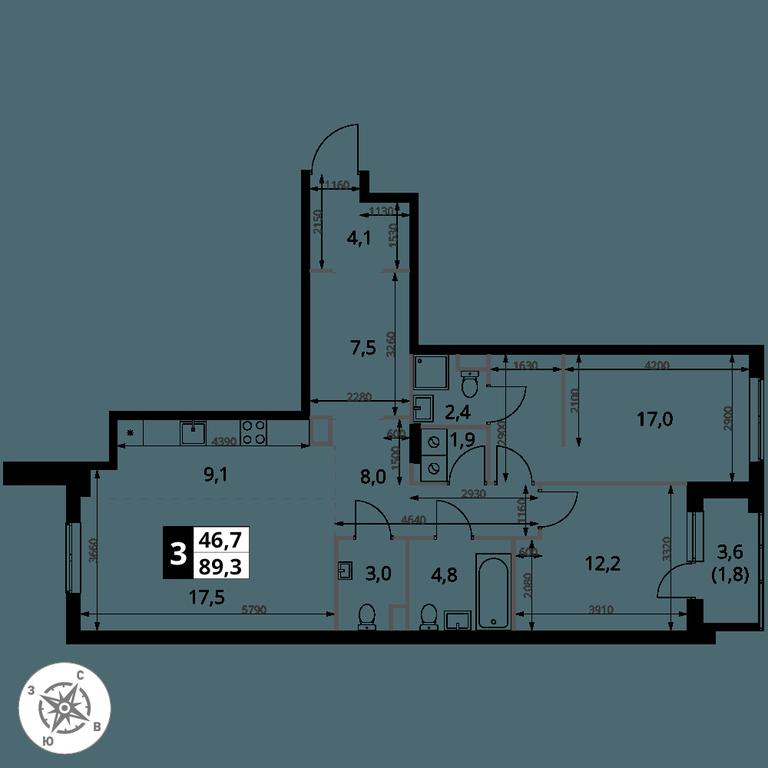 3-BD Apartment Sale, 89.3 sq. m. at 1 Izmajlovskij, Montazhnaya Street, 8с13, Moscow, Russia #2 3-BD Apartment Sale, 89.3 sq. m. at 1 Izmajlovskij, Montazhnaya Street, 8с13, Moscow, Russia #2