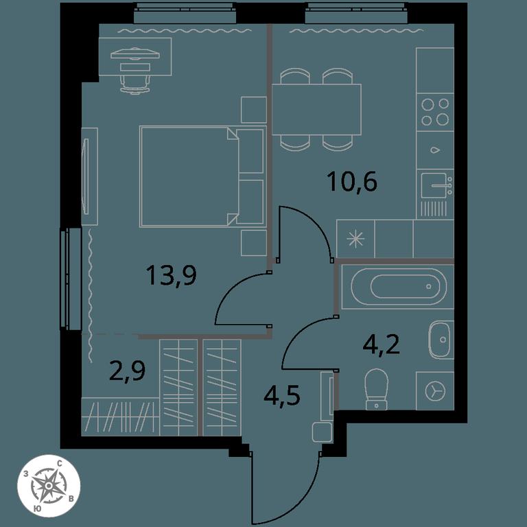 1-BD Apartment Sale, 36.1 sq. m. at 1 Izmajlovskij, Montazhnaya Street, 8с13, Moscow, Russia #1