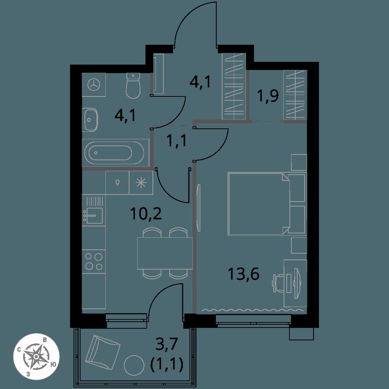 1-BD Apartment Sale, 36.1平方米 at 1 Izmajlovskij, Montazhnaya Street, 8с13, Moscow, Russia #1 1-BD Apartment Sale, 36.1平方米 at 1 Izmajlovskij, Montazhnaya Street, 8с13, Moscow, Russia #1
