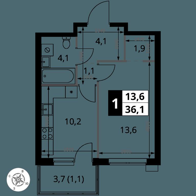 1-BD Apartment Sale, 36.1平方米 at 1 Izmajlovskij, Montazhnaya Street, 8с13, Moscow, Russia #2 1-BD Apartment Sale, 36.1平方米 at 1 Izmajlovskij, Montazhnaya Street, 8с13, Moscow, Russia #2