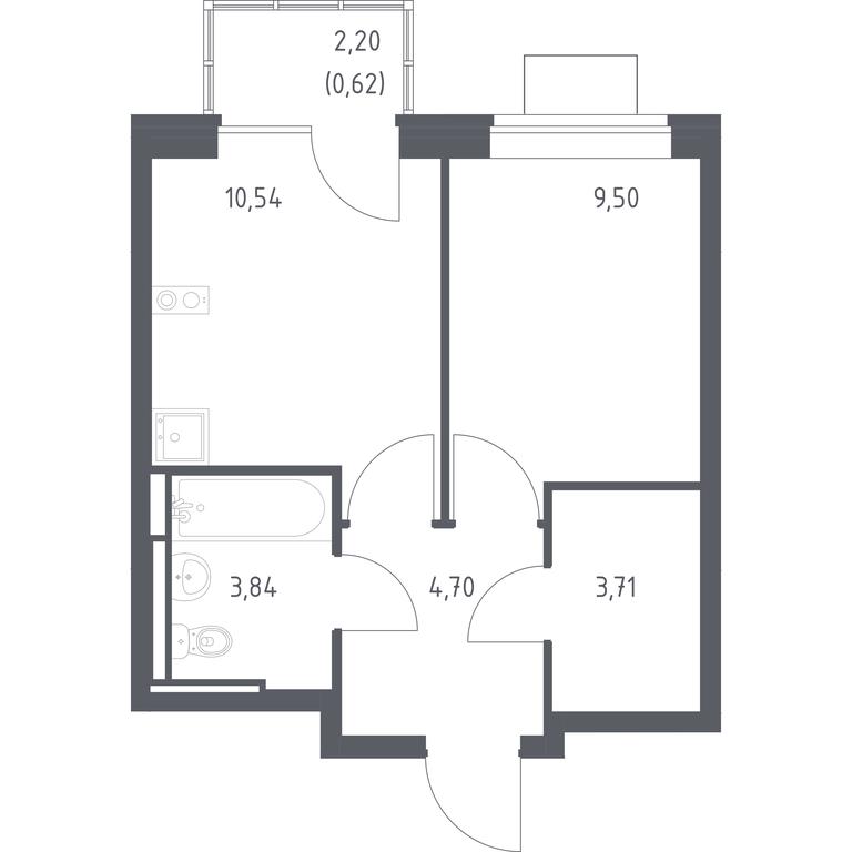 Apartment Sale, 32.91平方米 at Bogdanovskiy Les, derevnya Bogdanikha, Leninskiy City District, Moscow Region, Russia #1