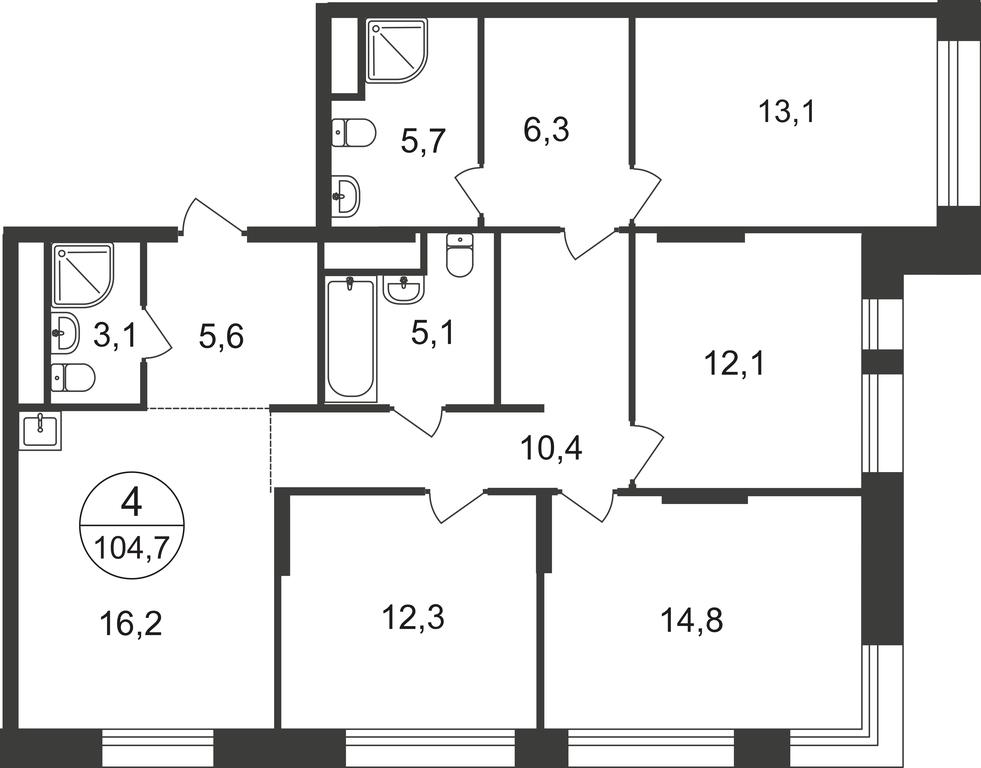 4-BD Apartment Sale, 104.7平方米 at Pervyi Moskovskiy, ulitsa Bianki, 1, Moskovskiy, Moscow, Russia #2 4-BD Apartment Sale, 104.7平方米 at Pervyi Moskovskiy, ulitsa Bianki, 1, Moskovskiy, Moscow, Russia #2