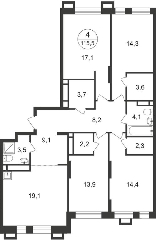 4-BD Apartment Sale, 115.5平方米 at Pervyi Moskovskiy, ulitsa Bianki, 1, Moskovskiy, Moscow, Russia #2 4-BD Apartment Sale, 115.5平方米 at Pervyi Moskovskiy, ulitsa Bianki, 1, Moskovskiy, Moscow, Russia #2