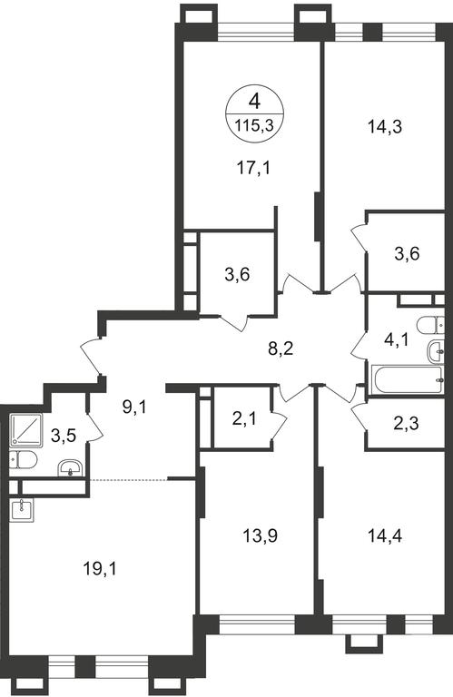 4-BD Apartment Sale, 115.5平方米 at Pervyi Moskovskiy, ulitsa Bianki, 1, Moskovskiy, Moscow, Russia #1 4-BD Apartment Sale, 115.5平方米 at Pervyi Moskovskiy, ulitsa Bianki, 1, Moskovskiy, Moscow, Russia #1