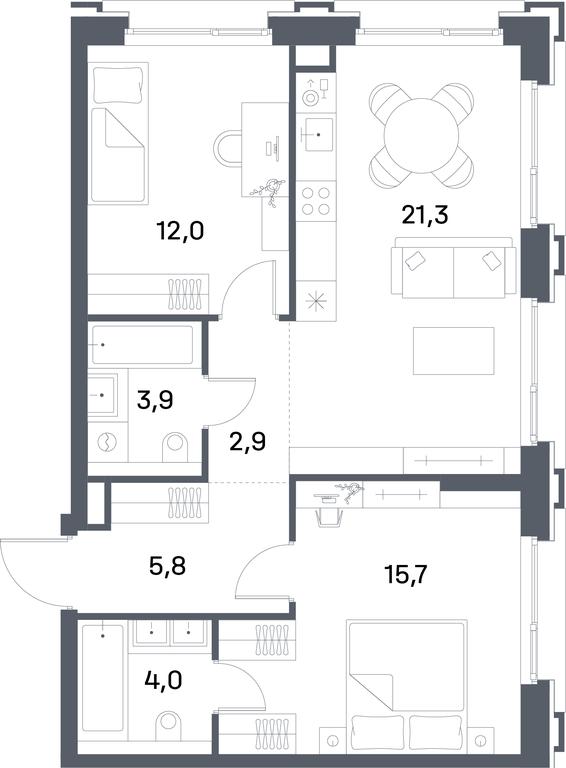 2-BD Apartment Sale, 65.6 sq. m. at Portland, Yuzhnoportovaya Street, 42с5, Moscow, Russia #2 2-BD Apartment Sale, 65.6 sq. m. at Portland, Yuzhnoportovaya Street, 42с5, Moscow, Russia #2