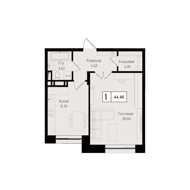 1-BD Apartment Sale, 44.5 sq. m. at Preobrazhenskaya ploschad, 1st Bukhvostova Street, Moscow, Russia #1