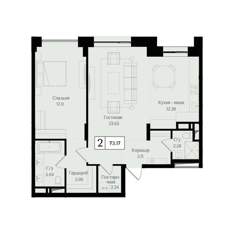 2-BD Apartment Sale, 73.2 sq. m. at Preobrazhenskaya ploschad, 1st Bukhvostova Street, Moscow, Russia #1 2-BD Apartment Sale, 73.2 sq. m. at Preobrazhenskaya ploschad, 1st Bukhvostova Street, Moscow, Russia #1
