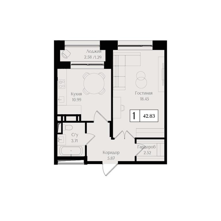 1-BD Apartment Sale, 42.8 sq. m. at Preobrazhenskaya ploschad, 1st Bukhvostova Street, Moscow, Russia #1 1-BD Apartment Sale, 42.8 sq. m. at Preobrazhenskaya ploschad, 1st Bukhvostova Street, Moscow, Russia #1