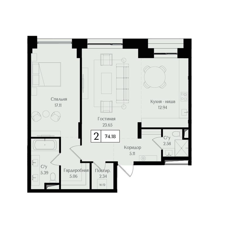 2-BD Apartment Sale, 74.2平方米 at Preobrazhenskaya ploschad, 1st Bukhvostova Street, Moscow, Russia #1 2-BD Apartment Sale, 74.2平方米 at Preobrazhenskaya ploschad, 1st Bukhvostova Street, Moscow, Russia #1