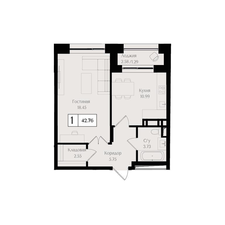 1-BD Apartment Sale, 42.8平方米 at Preobrazhenskaya ploschad, 1st Bukhvostova Street, Moscow, Russia #1 1-BD Apartment Sale, 42.8平方米 at Preobrazhenskaya ploschad, 1st Bukhvostova Street, Moscow, Russia #1