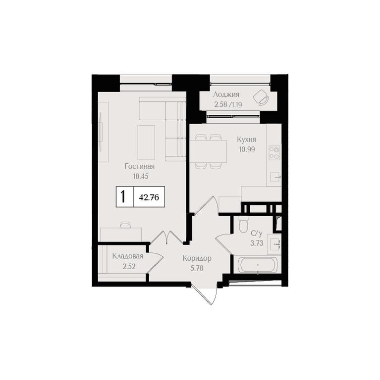 1-BD Apartment Sale, 42.8 sq. m. at Preobrazhenskaya ploschad, 1st Bukhvostova Street, Moscow, Russia #1 1-BD Apartment Sale, 42.8 sq. m. at Preobrazhenskaya ploschad, 1st Bukhvostova Street, Moscow, Russia #1