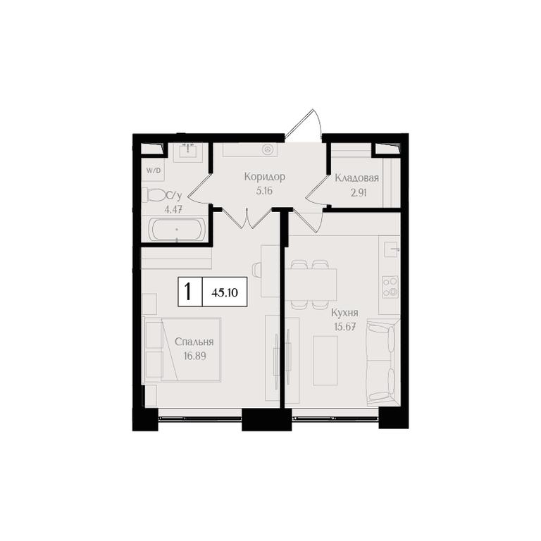 1-BD Apartment Sale, 45.1 sq. m. at Preobrazhenskaya ploschad, 1st Bukhvostova Street, Moscow, Russia #1 1-BD Apartment Sale, 45.1 sq. m. at Preobrazhenskaya ploschad, 1st Bukhvostova Street, Moscow, Russia #1