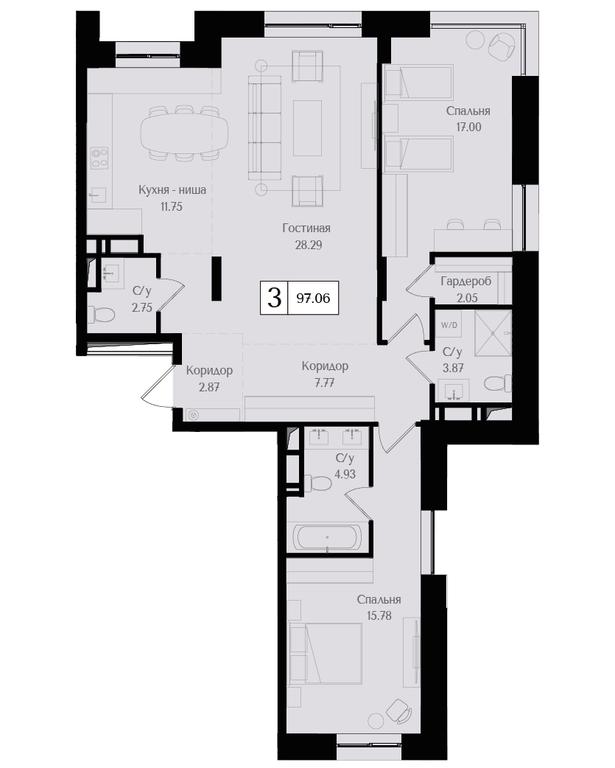 2-BD Apartment Sale, 97.1 sq. m. at Preobrazhenskaya ploschad, 1st Bukhvostova Street, Moscow, Russia #1 2-BD Apartment Sale, 97.1 sq. m. at Preobrazhenskaya ploschad, 1st Bukhvostova Street, Moscow, Russia #1