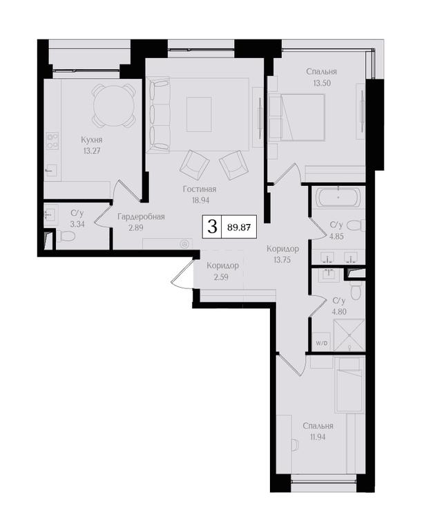3-BD Apartment Sale, 89.9 sq. m. at Preobrazhenskaya ploschad, 1st Bukhvostova Street, Moscow, Russia #1 3-BD Apartment Sale, 89.9 sq. m. at Preobrazhenskaya ploschad, 1st Bukhvostova Street, Moscow, Russia #1