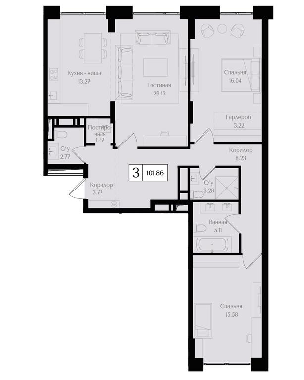 2-BD Apartment Sale, 101.9 sq. m. at Preobrazhenskaya ploschad, 1st Bukhvostova Street, Moscow, Russia #1 2-BD Apartment Sale, 101.9 sq. m. at Preobrazhenskaya ploschad, 1st Bukhvostova Street, Moscow, Russia #1