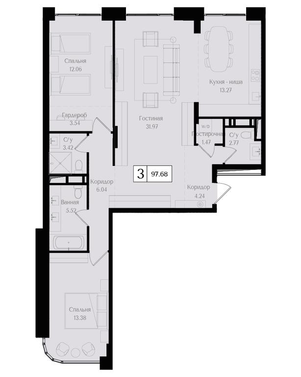 2-BD Apartment Sale, 97.7 sq. m. at Preobrazhenskaya ploschad, 1st Bukhvostova Street, Moscow, Russia #1 2-BD Apartment Sale, 97.7 sq. m. at Preobrazhenskaya ploschad, 1st Bukhvostova Street, Moscow, Russia #1