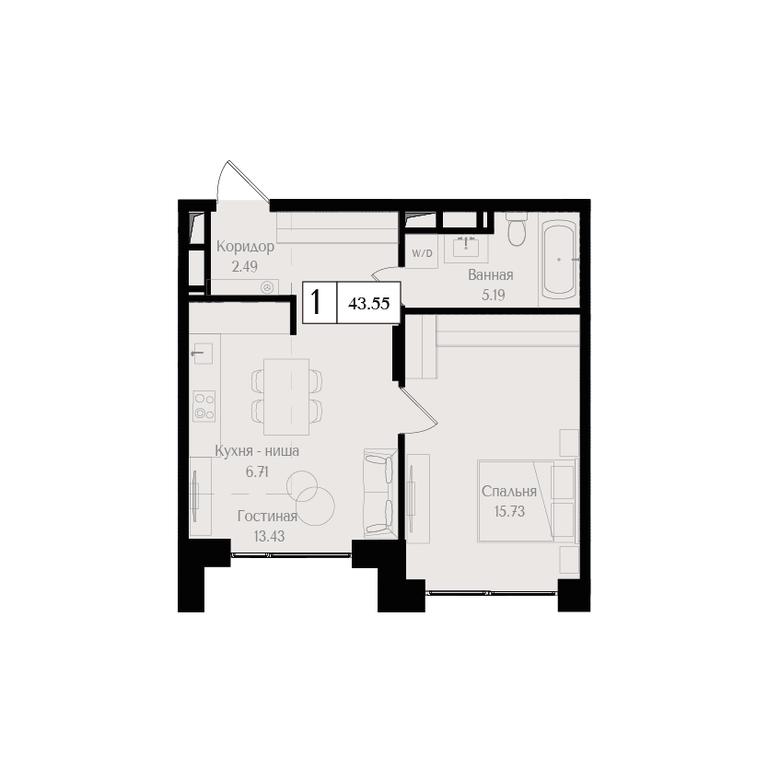 1-BD Apartment Sale, 43.6平方米 at Preobrazhenskaya ploschad, 1st Bukhvostova Street, Moscow, Russia #1 1-BD Apartment Sale, 43.6平方米 at Preobrazhenskaya ploschad, 1st Bukhvostova Street, Moscow, Russia #1