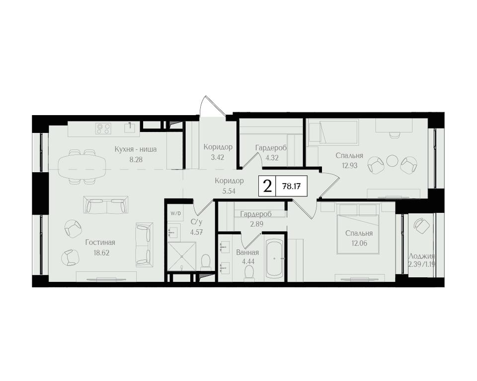 3-BD Apartment Sale, 78.2 sq. m. at Preobrazhenskaya ploschad, 1st Bukhvostova Street, Moscow, Russia #1
