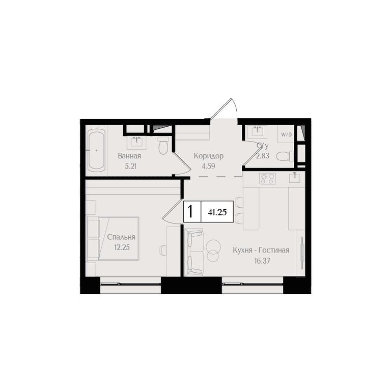 1-BD Apartment Sale, 41.3平方米 at Preobrazhenskaya ploschad, 1st Bukhvostova Street, Moscow, Russia #1 1-BD Apartment Sale, 41.3平方米 at Preobrazhenskaya ploschad, 1st Bukhvostova Street, Moscow, Russia #1
