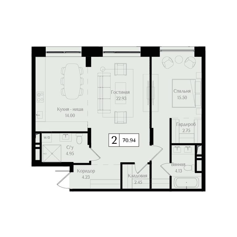 2-BD Apartment Sale, 70.9 sq. m. at Preobrazhenskaya ploschad, 1st Bukhvostova Street, Moscow, Russia #1