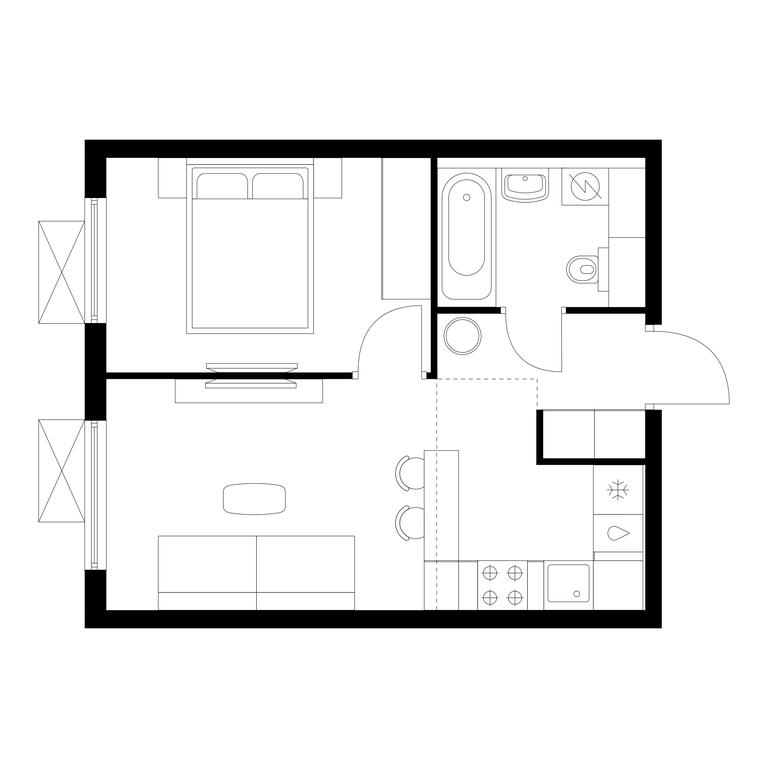 1-BD Apartment Sale, 33.8平方米 at Yauza Park, ulitsa Kolontsova, 4, Mytischi, Moscow Region, Russia #1