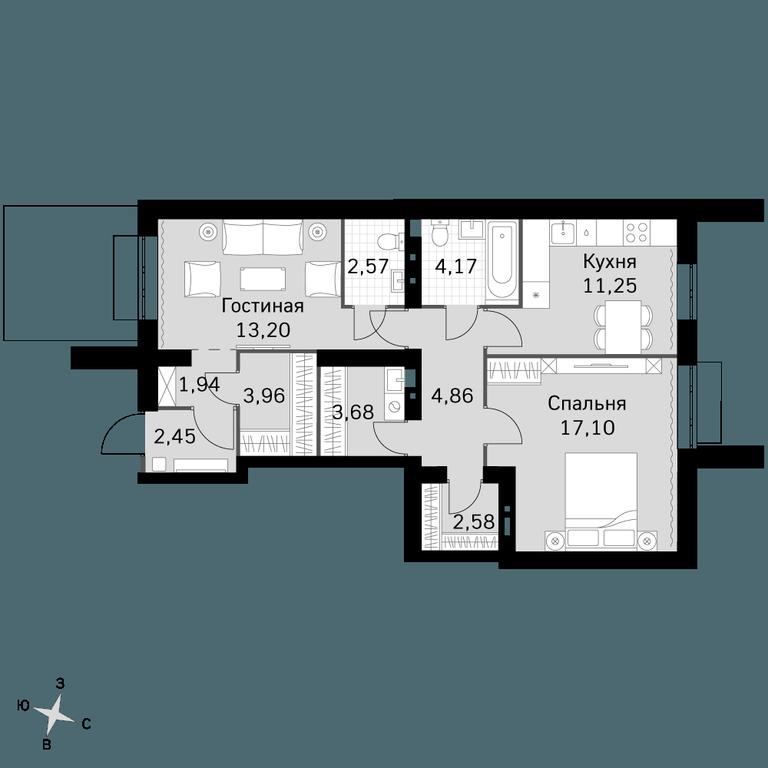 2-BD Apartment Sale, 67.76平方米 at Zhavoronki Club, zhiloy kompleks Akkord Smart-kvartal, Mitkino Village, Odintsovskiy City District, Moscow Region, Russia #1 2-BD Apartment Sale, 67.76平方米 at Zhavoronki Club, zhiloy kompleks Akkord Smart-kvartal, Mitkino Village, Odintsovskiy City District, Moscow Region, Russia #1