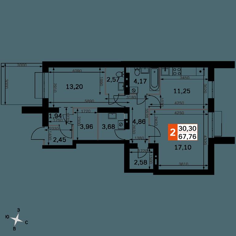 2-BD Apartment Sale, 67.76平方米 at Zhavoronki Club, zhiloy kompleks Akkord Smart-kvartal, Mitkino Village, Odintsovskiy City District, Moscow Region, Russia #2 2-BD Apartment Sale, 67.76平方米 at Zhavoronki Club, zhiloy kompleks Akkord Smart-kvartal, Mitkino Village, Odintsovskiy City District, Moscow Region, Russia #2