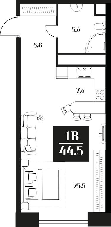 Apartment Sale, 44.5 sq. m. at Deco Residence, Malaya Tulskaya Street, 2, Moscow, Russia #1