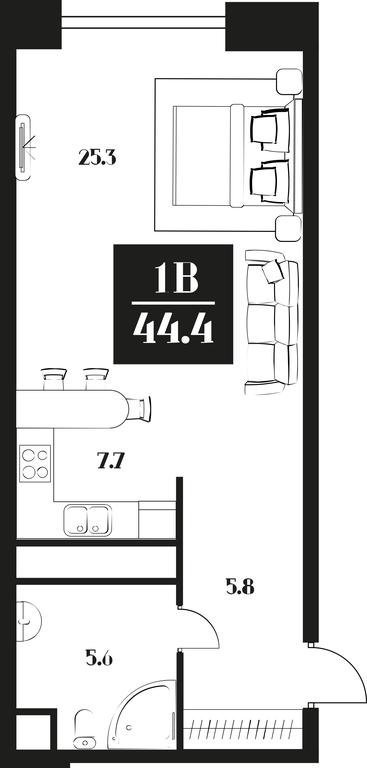 Apartment Sale, 44.4 sq. m. at Deco Residence, Malaya Tulskaya Street, 2, Moscow, Russia #1