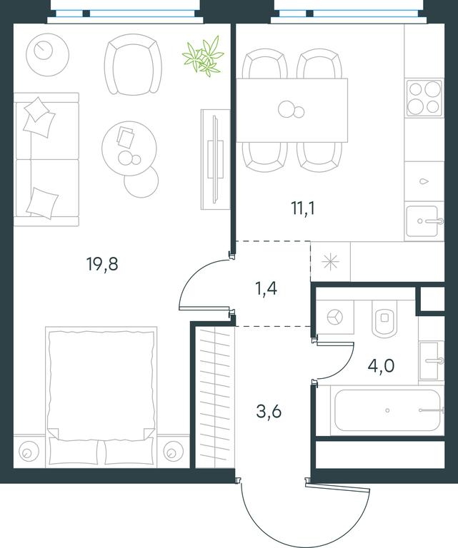 Apartment Sale, 39.9 sq. m. at Level Nizhegorodskaja, Perovskoye Highway, 21с1, Moscow, Russia #1