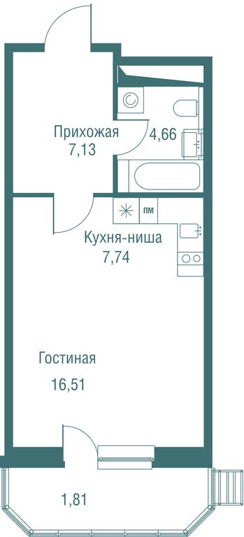 Apartment Sale, 37.85平方米 at Odinburg, Severnaya Street, 11, Odintsovo, Moscow Region, Russia #1