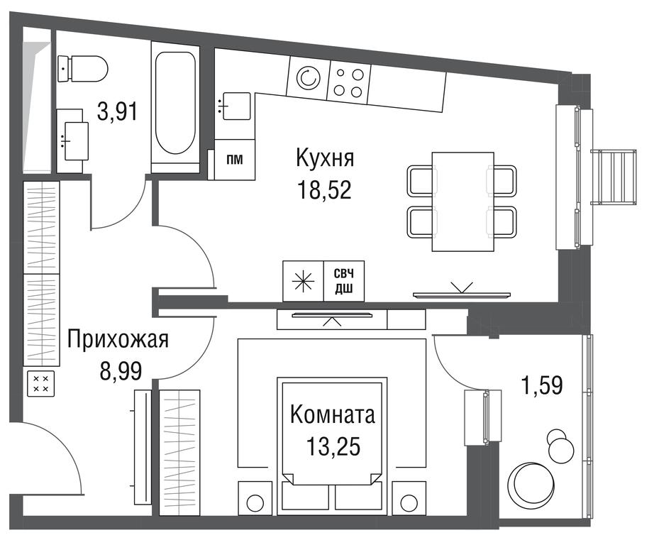 1-BD Apartment Sale, 46.26平方米 at Odinburg, Severnaya Street, 11, Odintsovo, Moscow Region, Russia #2 1-BD Apartment Sale, 46.26平方米 at Odinburg, Severnaya Street, 11, Odintsovo, Moscow Region, Russia #2