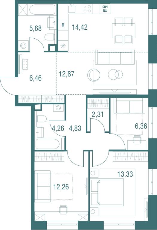 4-BD Apartment Sale, 82.78 sq. m. at Odinburg, Severnaya Street, 11, Odintsovo, Moscow Region, Russia #1 4-BD Apartment Sale, 82.78 sq. m. at Odinburg, Severnaya Street, 11, Odintsovo, Moscow Region, Russia #1