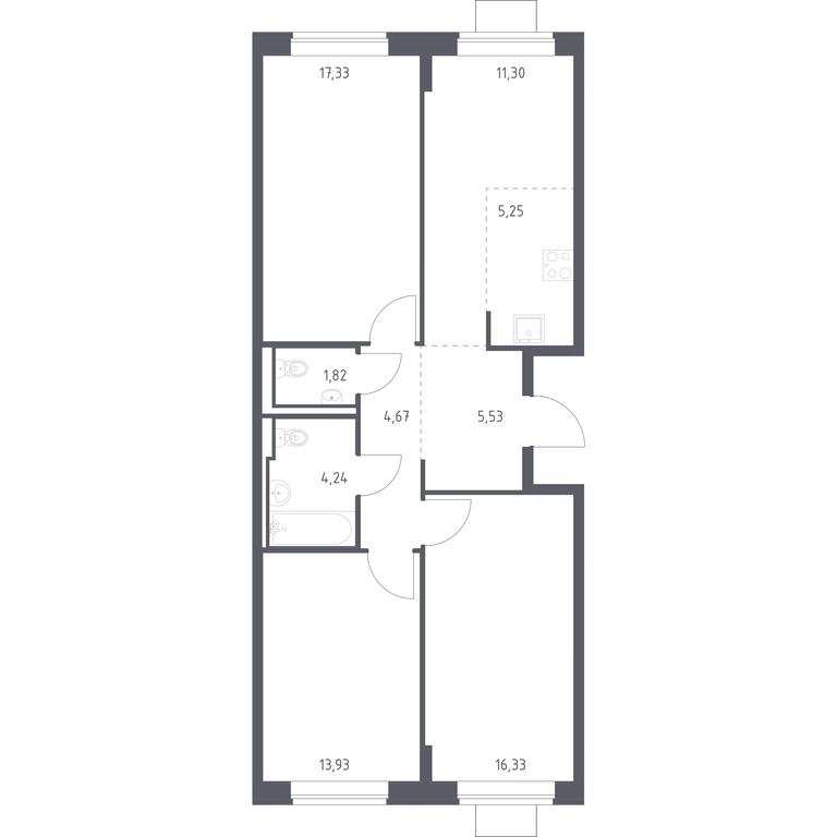 2-BD Apartment Sale, 80.4 sq. m. at Bogdanovskiy Les, derevnya Bogdanikha, Leninskiy City District, Moscow Region, Russia #1